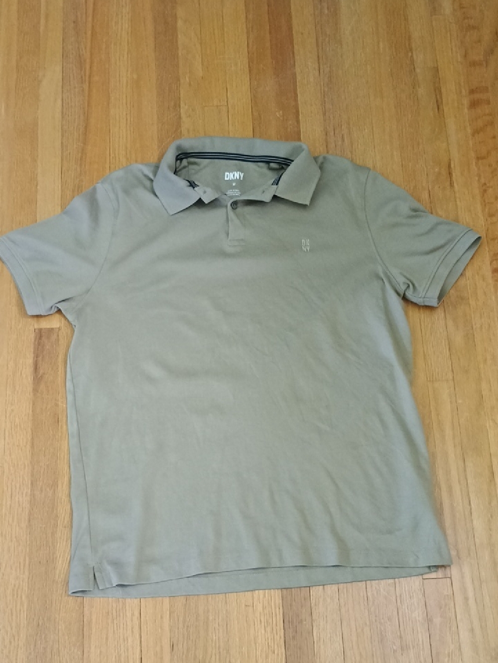 DKNY Men's Sage Green Polo with Subtle Logo